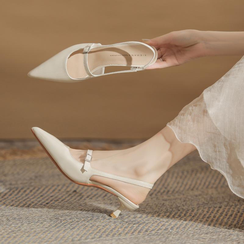 Fashion Summer New High-heeled Thin-heeled Pointed-pointed Shallow Mouth Rear Empty Women's Sandals