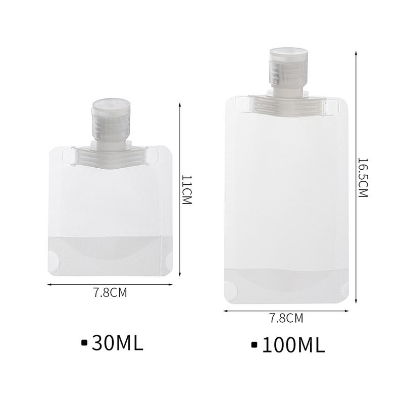 30/100 ml dávkovač lotion sáček Cestovní opakovaně použitelné sáčky Šampon Tekutý nepropustný znovu plnitelný kosmetický obal Skladovací nádoba