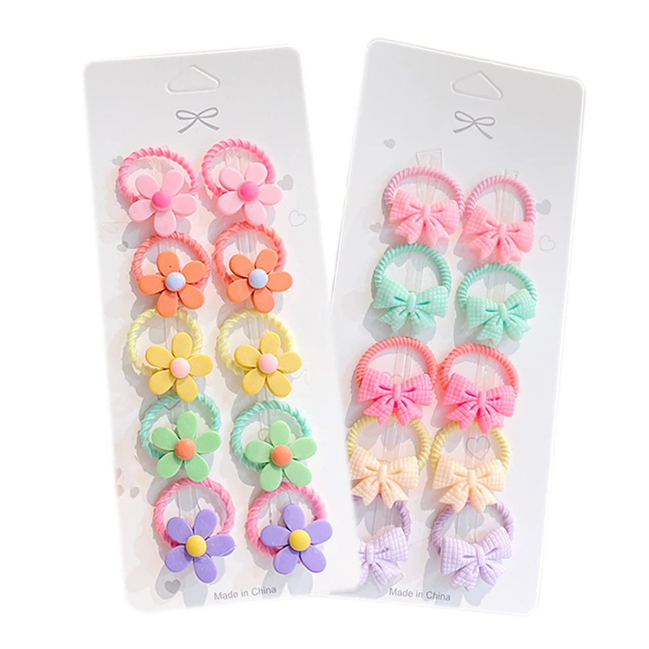 Shomty 20-Piece Set of Flower & Fruit Hair Ties for Kids, Assorted Ribbons, Simple Hair Ties for Children, Hair Accessories, Cute and Stylish for