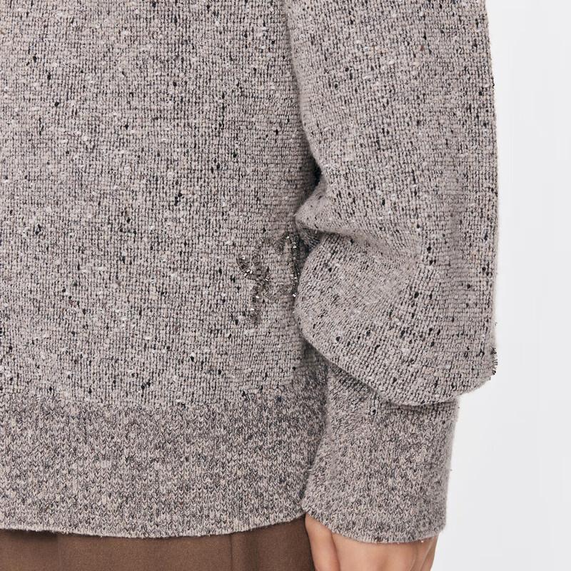 JNBY 2024 Autumn V-Neck Wool Blend Knit Sweater