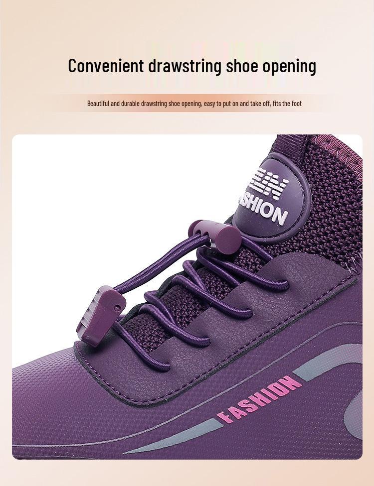 Women's Winter Velvet-Lined Beijing Cloth Shoes - Warm, Non-Slip, Soft Sole Sports Shoes for Middle-Aged and Elderly.