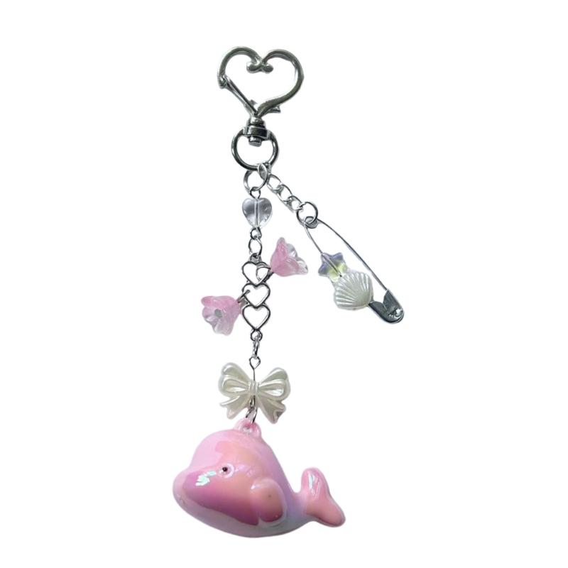 

Stylish Lovely Whale Heart Keychain Adorable Designs for Bags and Backpacks with Colorful Beads for Women and Teens