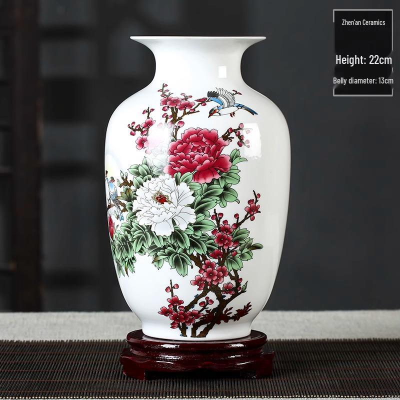Jingdezhen Ceramic Ornament Set: Flower Vase & Display Plate for Living Room or Office