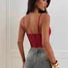 European-American Sexy See-through Strappy Fishbone Bustier Corset – Women's Fashionable Button-up Top