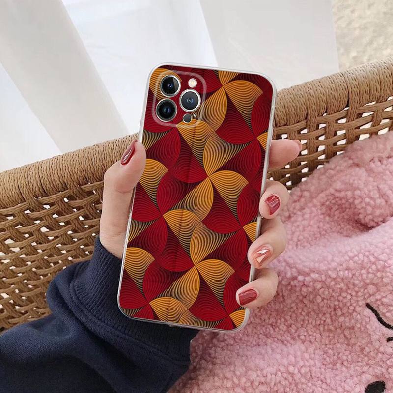 African Wax Fabric Phone Case For iPhone 14 13 12 Mini 11 Pro XS Max X XR SE 6 7 8 Plus Soft Silicone Cover