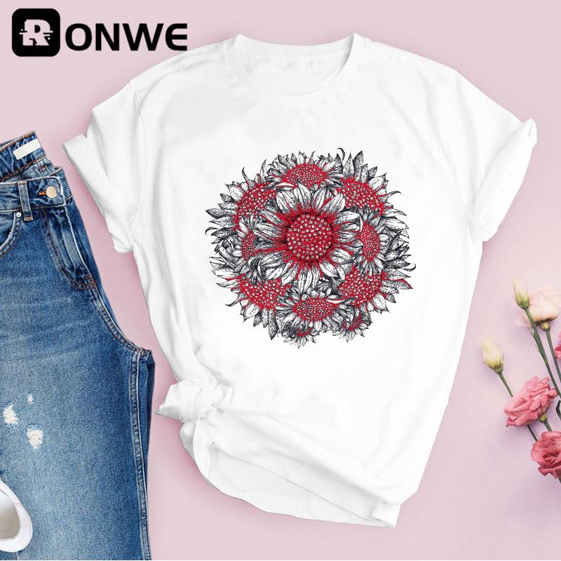 Women Graphic Flower Floral 3D Print T-shirt Girl Funny 90S Print Tops Tee Drop Shipping T-Shirts