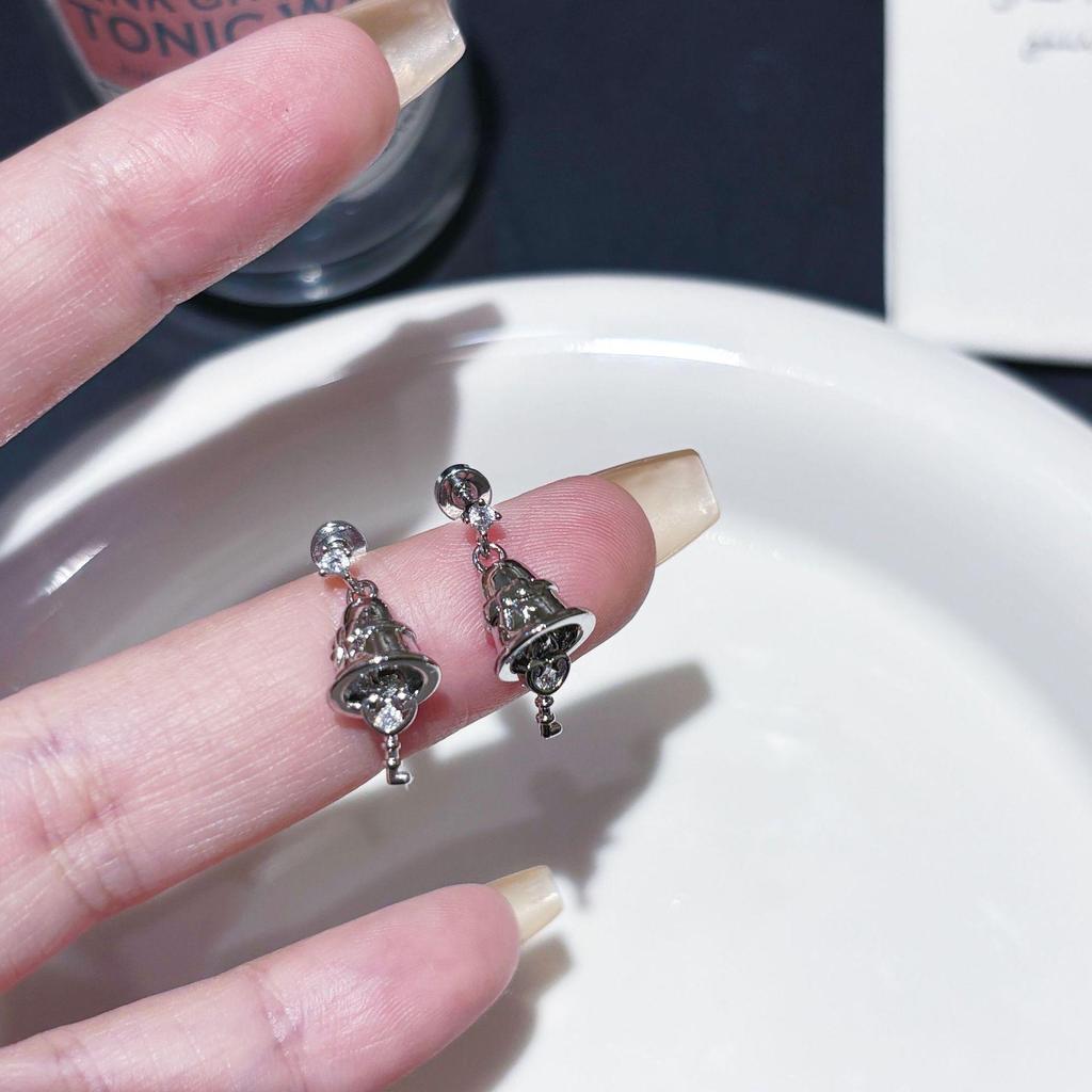 Moonstone Bell Pendant Titanium Steel Cartilage Earrings for Christmas