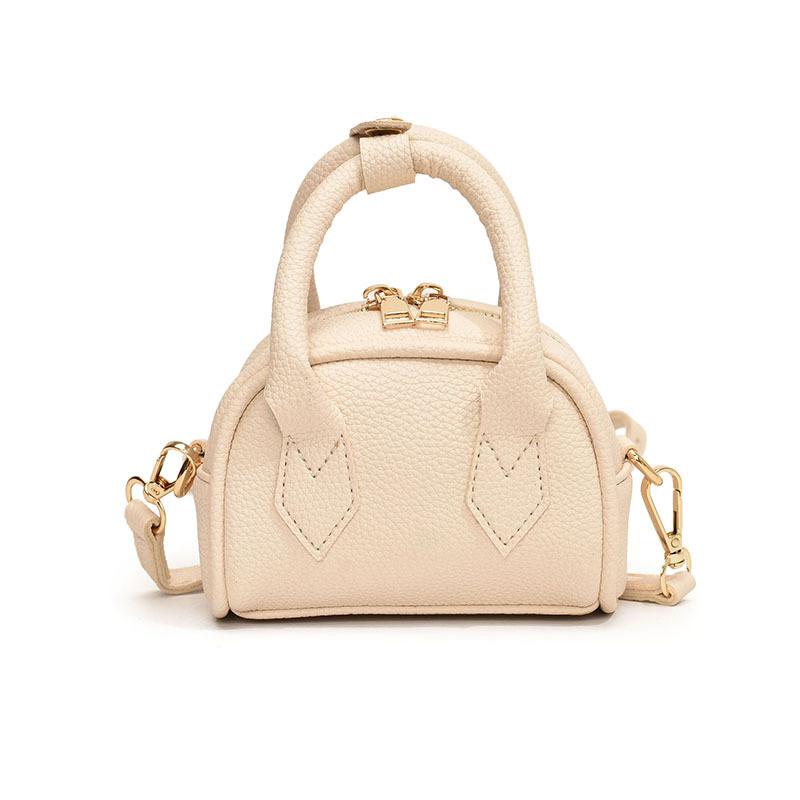 Fashionable Pu Mini Shoulder Bag For Children Elegant Solid Color Handheld Purse