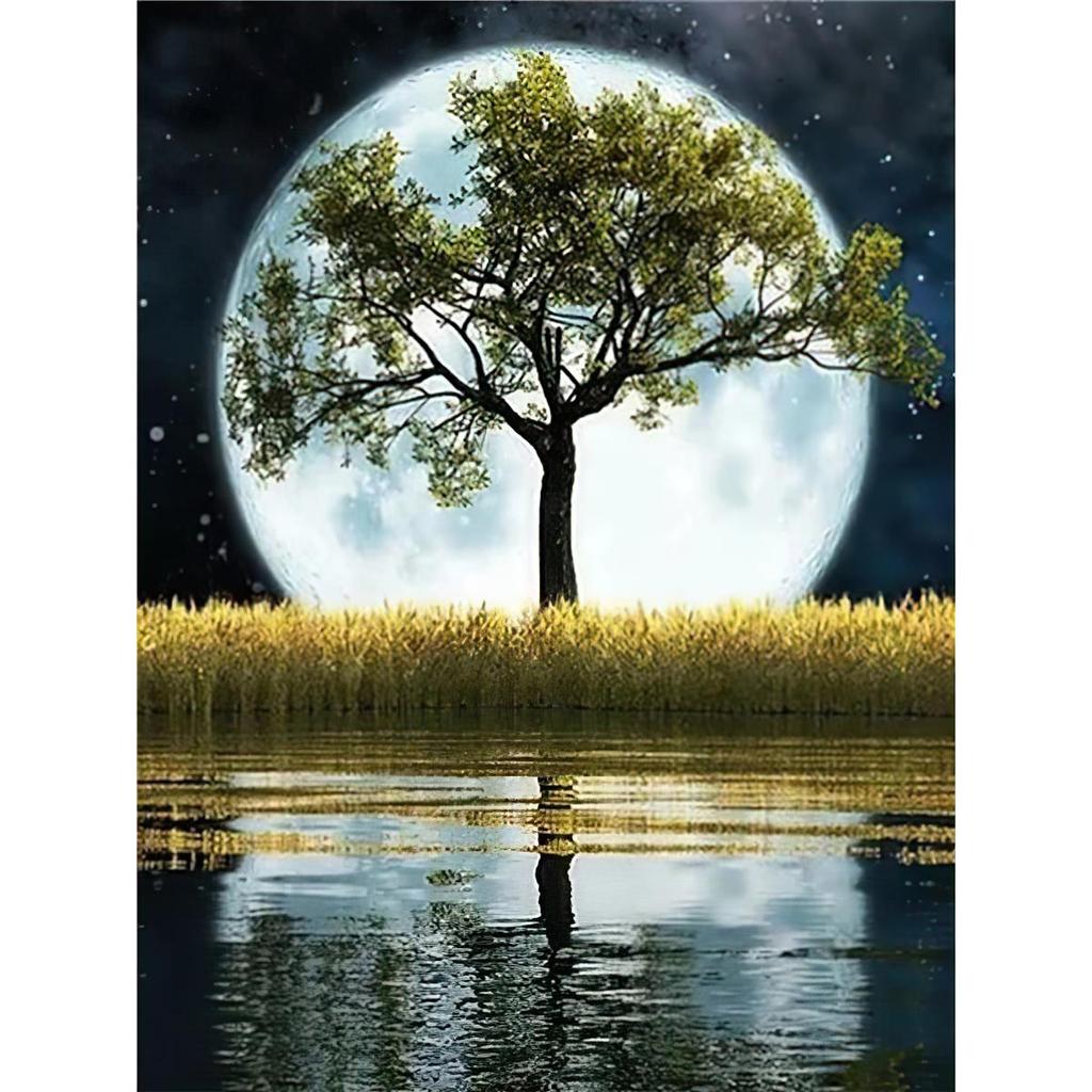 Full 5D Diy Diamond Painting Moon Landscape World Diamond Embroidery Cross Stitch Home Decor Handmade Gift
