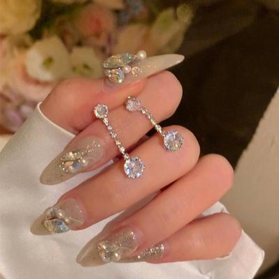 Elegant Zircon Tassel Earrings: S925 Silver Needle, High-End Design, Super Flash Diamond for Women