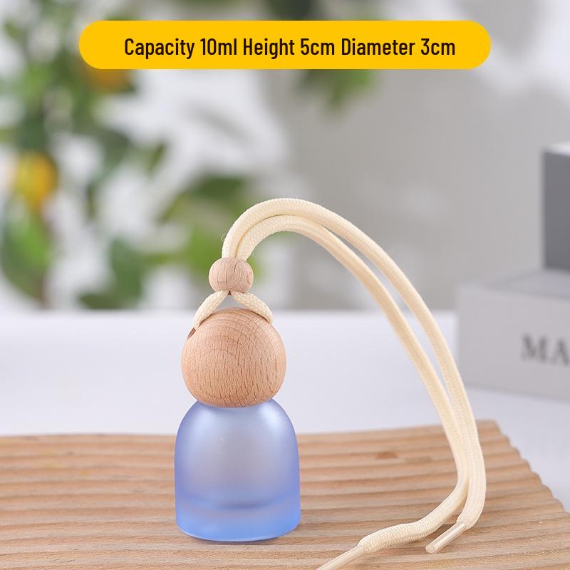 Frosted Glass Car Diffuser Bottle with Lanyard for Essential Oils - Refillable and Ideal for Home or Wardrobe Decor.