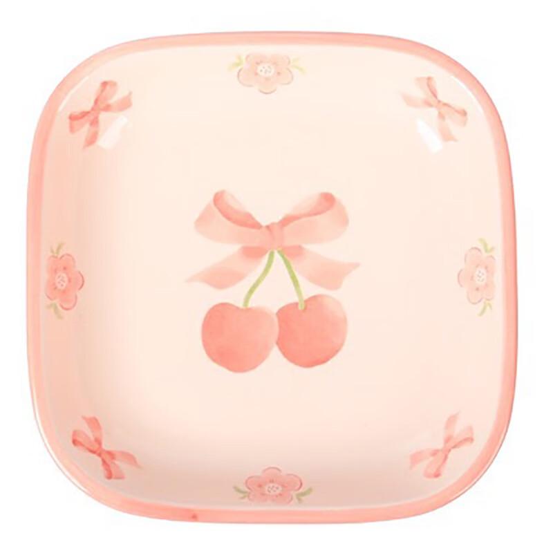 Heyuxi Cherry Series 8-inch Square Ceramic Plate