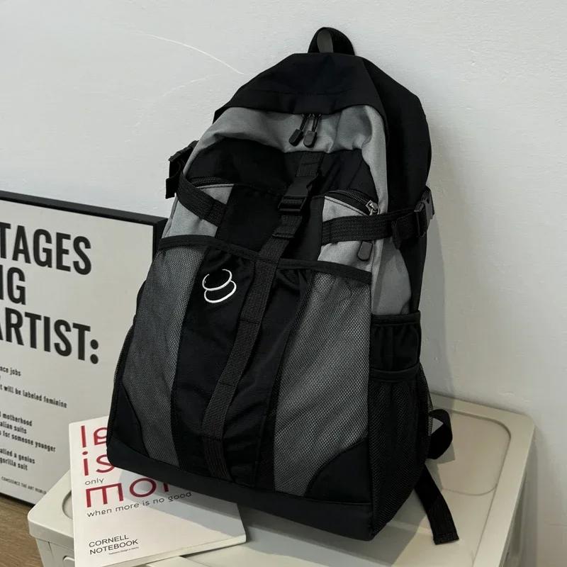 Women Men Lightweight Large Capacity School Outdoor Backpack Black Girl Casual Couple Shoulder Student Supply