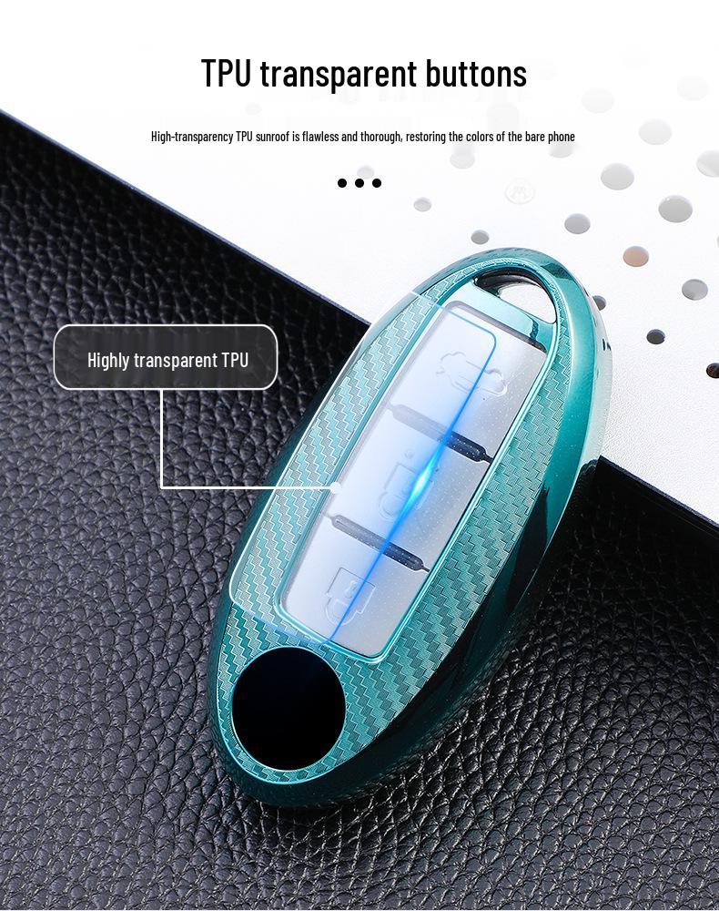 Carbon Fiber Key Case for 22 Nissan Models: Qashqai, X-Trail, Kicks, Murano, Tiida, Sylphy, Patrol, Teana.
