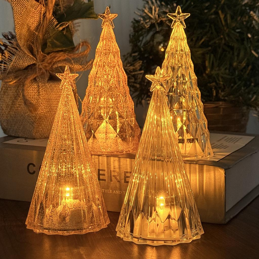 Christmas Tree Crystal Star Lights Party Romantic Snowy Mountain Holiday Gifts LED Warm White Iceberg Lighting Table Decoration