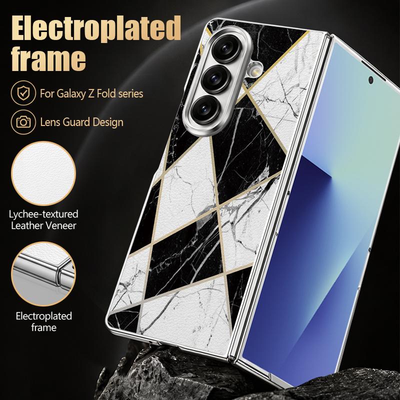 Watercolor Marble Case For Samsung Z Fold 8 Ultra 7 6 5 Luxury Plating Leather Skin Hard Phone Cover For Galaxy Z Fold8 Fold7 Fold6