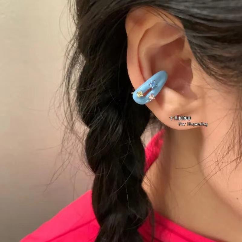 Sweet Colorful Zircon Ear Cuff Ear Clip for Women No Pierced Candy Color Geometric Earcuff Ear Wrap Earcuff Clip Wedding Jewelry