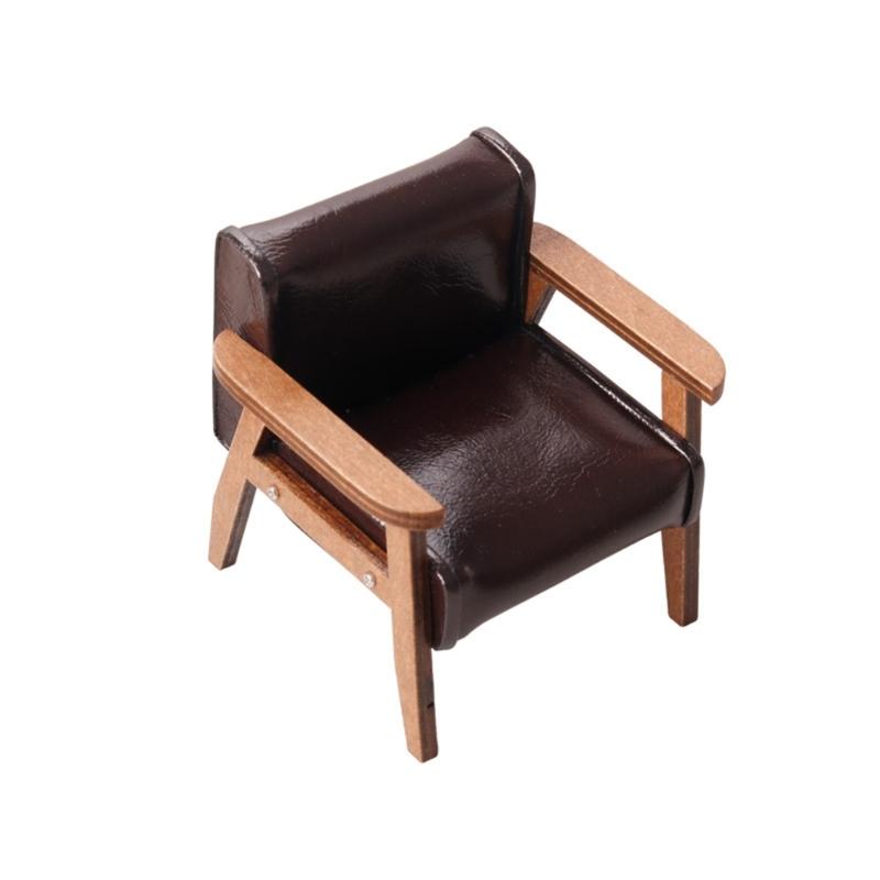 Miniature Leather Sofa Chair Model for Dollhouses Living Room Decoration 1 12 Scale Toy Accessories for Household Use