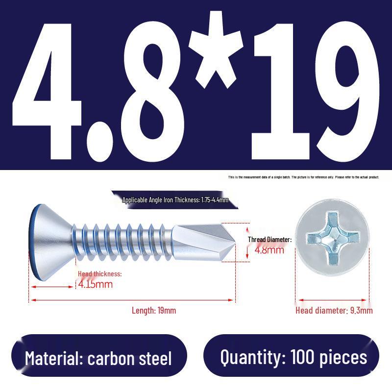 Phillips Flat Head Blue Zinc Plated Stainless Steel Self-Drilling & Self-Tapping Screws M3.9-M5.5