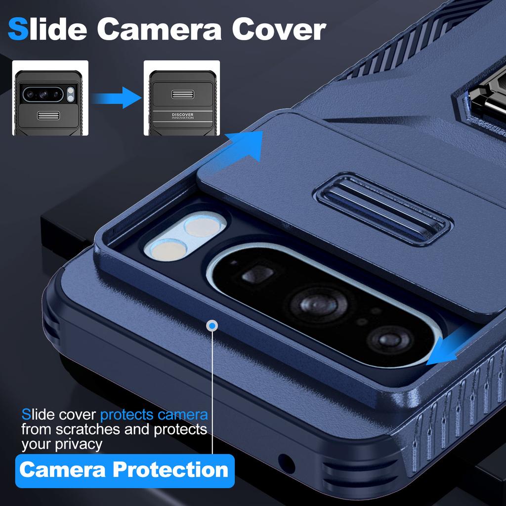 For Google Pixel 8 Pro Case Camshield Kickstand TPU+PC Anti-Slip Phone Cover