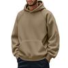 Men Hoodie Solid Color Sweatshirt with Hood Large Front Pocket Thickened Warm Pullover for Autumn Winter Street Sports Wear