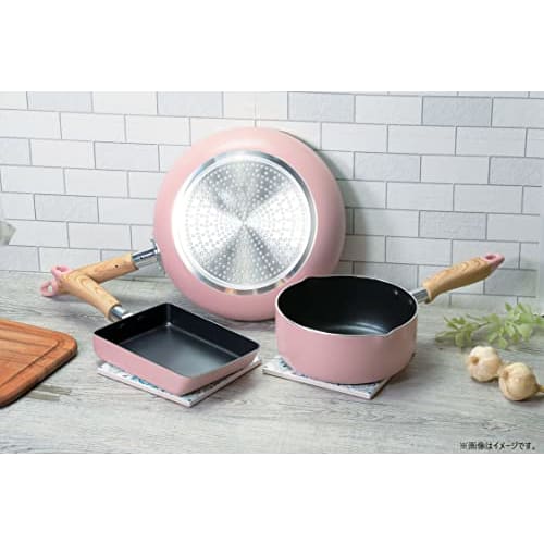 Pearl Metal HB-6659 18cm Yuhira Pan, Induction Compatible, All Heat Sources Compatible, Non-stick Coating, Pink, Natural Cook Pure