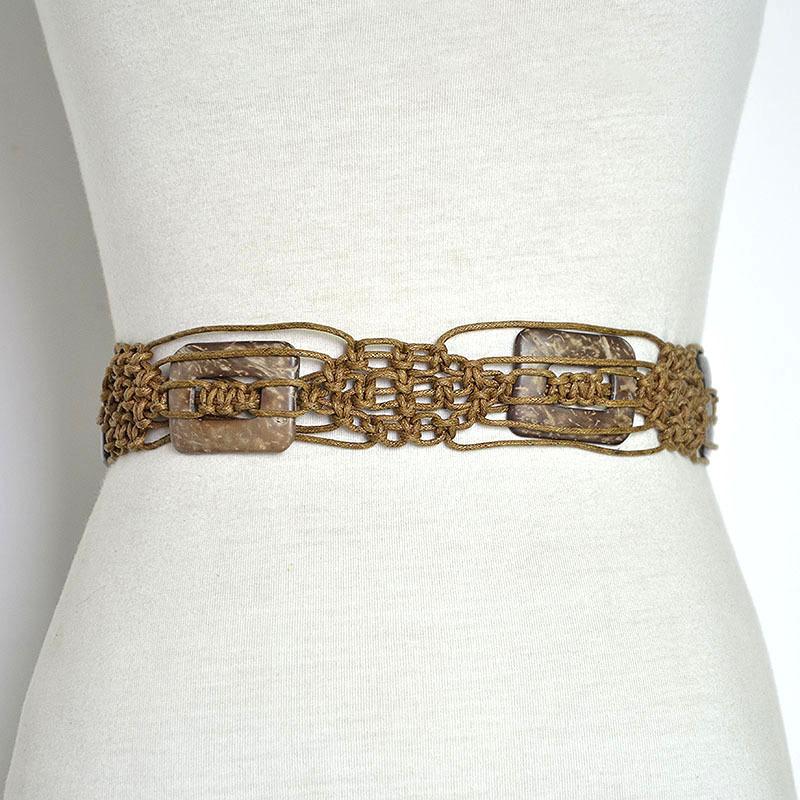 

Meier Women s thin belt handmade wax rope braided wooden beads bamboo retro decorative women s waist chain
