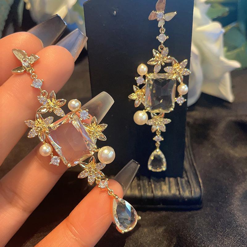 

Серьги-подвески в виде французских бабочек и цветов, элегантные серьги Hyland Gemstone Micro-Set, женские золотые украшения белый