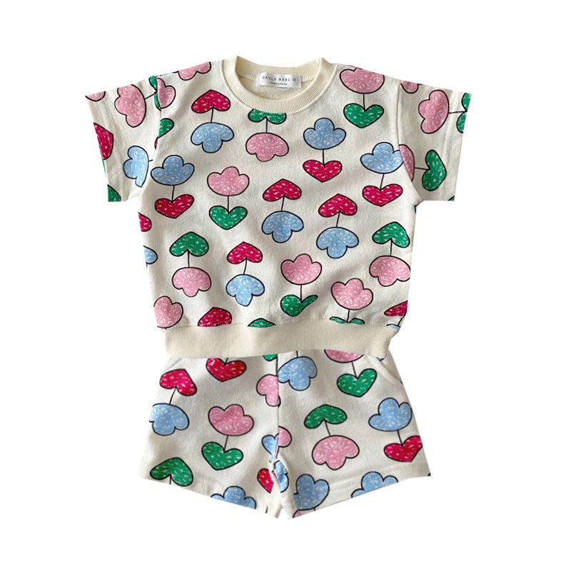 Korean Style Summer Balloon Sleeve Toddler Two-Piece Shorts Set