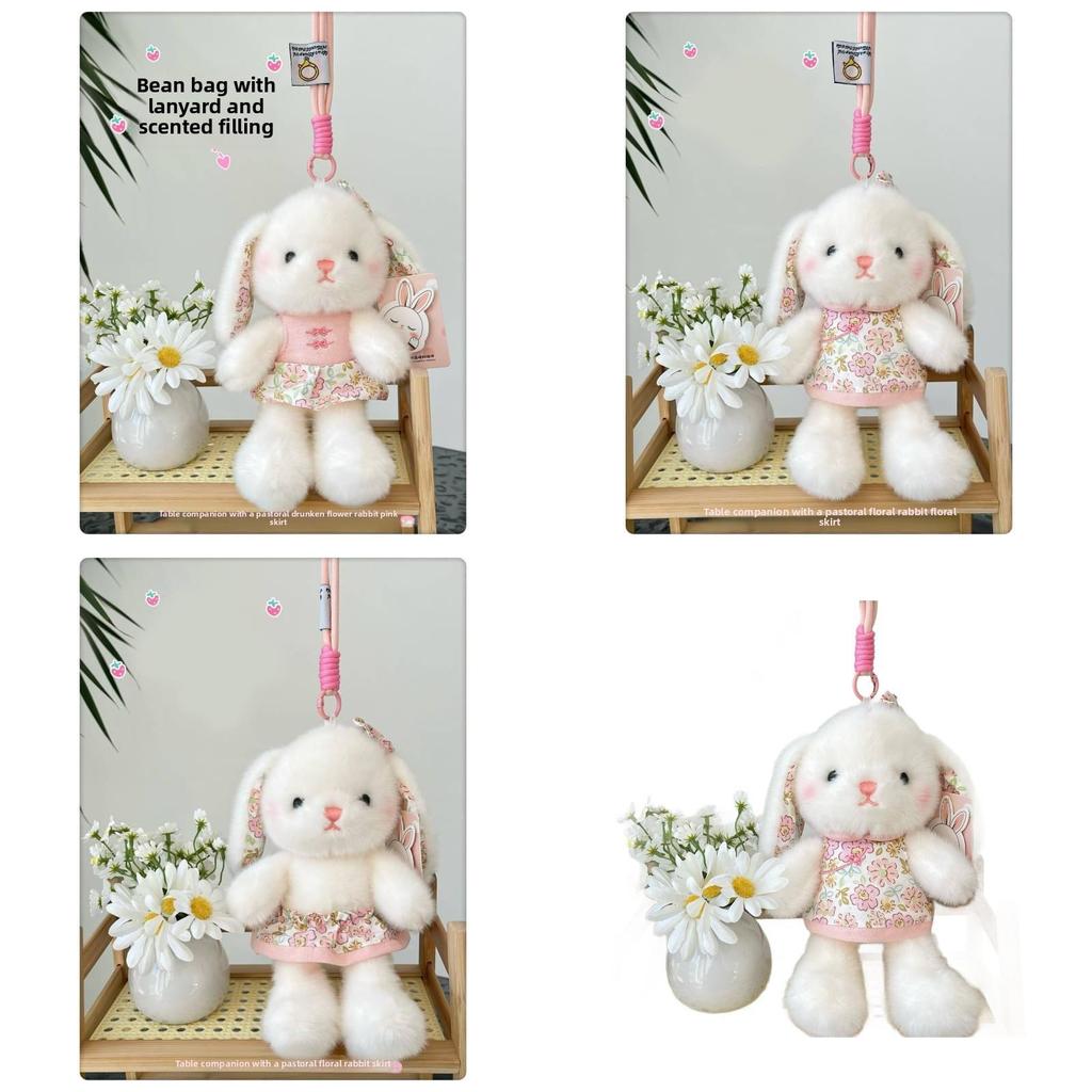 Plush Bunny Desk Companion With Floral Dress For Kids And Adults