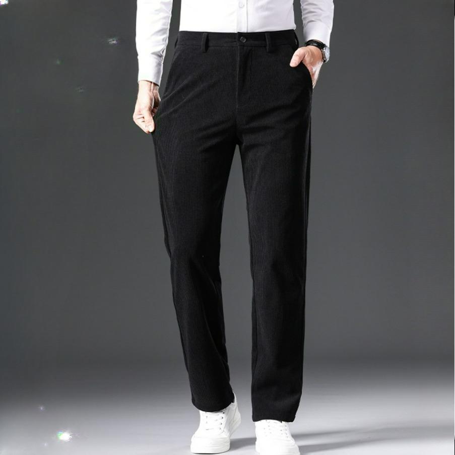 Corduroy Middle-aged Pants Men's Autumn and Winter Plus Velvet Men's Pants Straight Casual Pants Men's Winter Dad Trousers Middle-aged Tooling