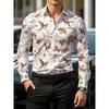 Men's Floral Printed Long Sleeved Lapel Shirt, European and American Nightclub Party Trend Casual Floral Shirt