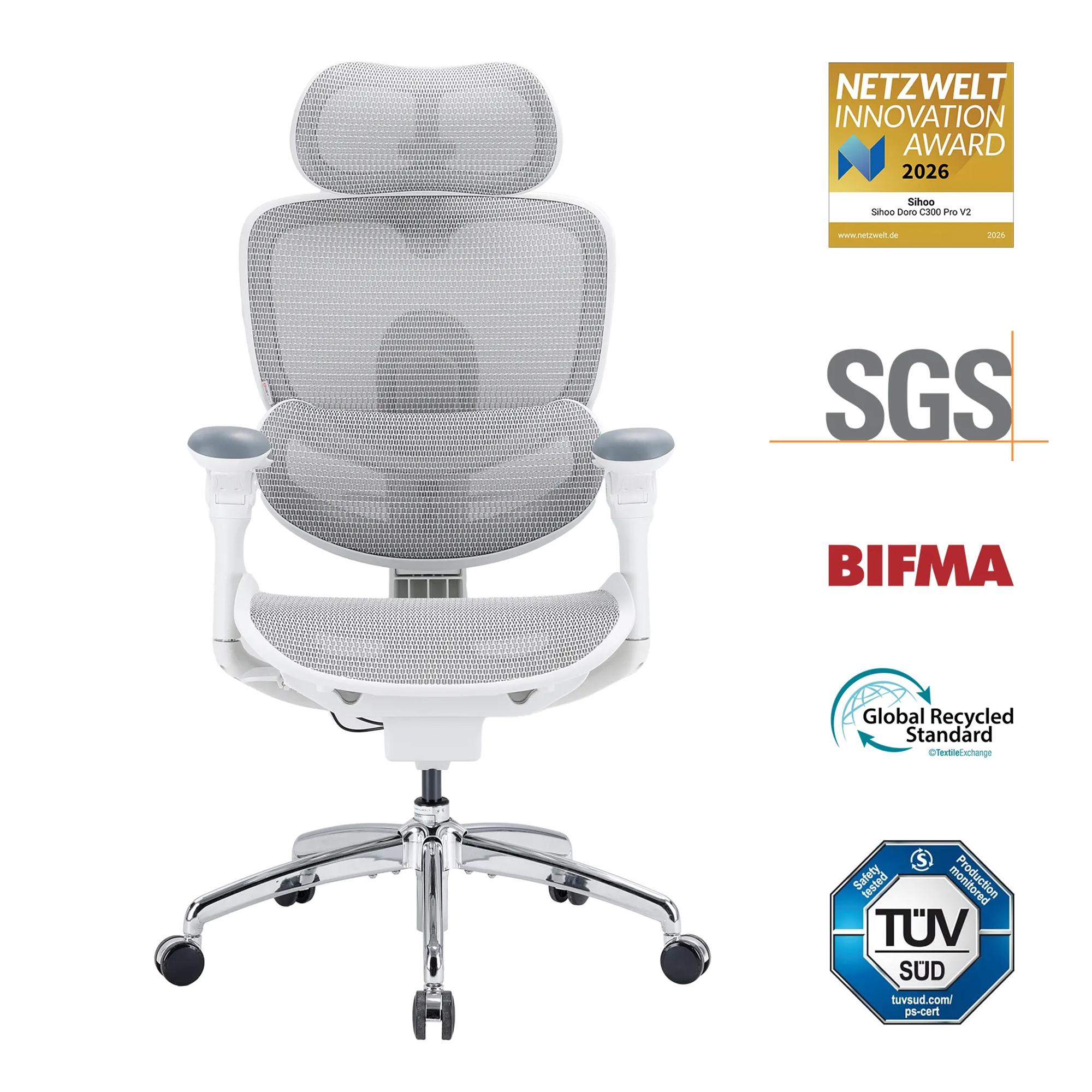wonderful place Sihoo Doro C300 Pro V2 Ergonomischer Bürostuhl (ohne Fußstütze), Adaptive Ganzkörperunterstützung, 8D-Armlehnen Und Atmungsaktives Netzgewebe
