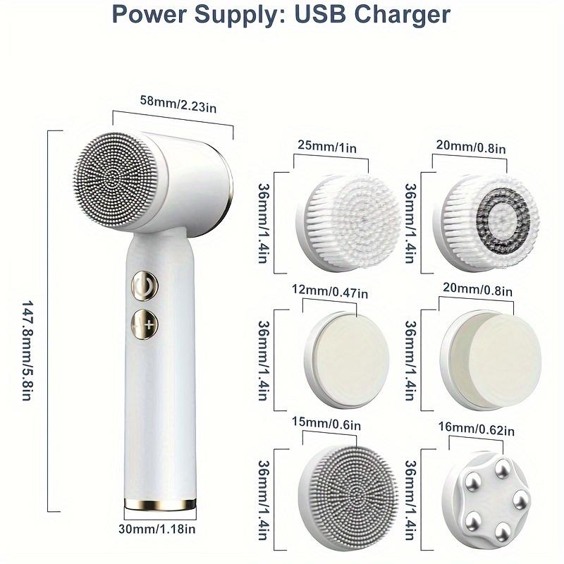 6-v-1 Čistiaca kefka na tvár, USB nabíjateľná kefka na píling tváre na čistenie, odstraňovanie, exfoliáciu a masáž, darčeky pre ženy, darček ku Dňu matiek