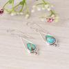 Natural Turquoise Drop Earrings 925 Silver, Pear Shape Turquoise Earrings, Handmade Gemstone Jewelry.