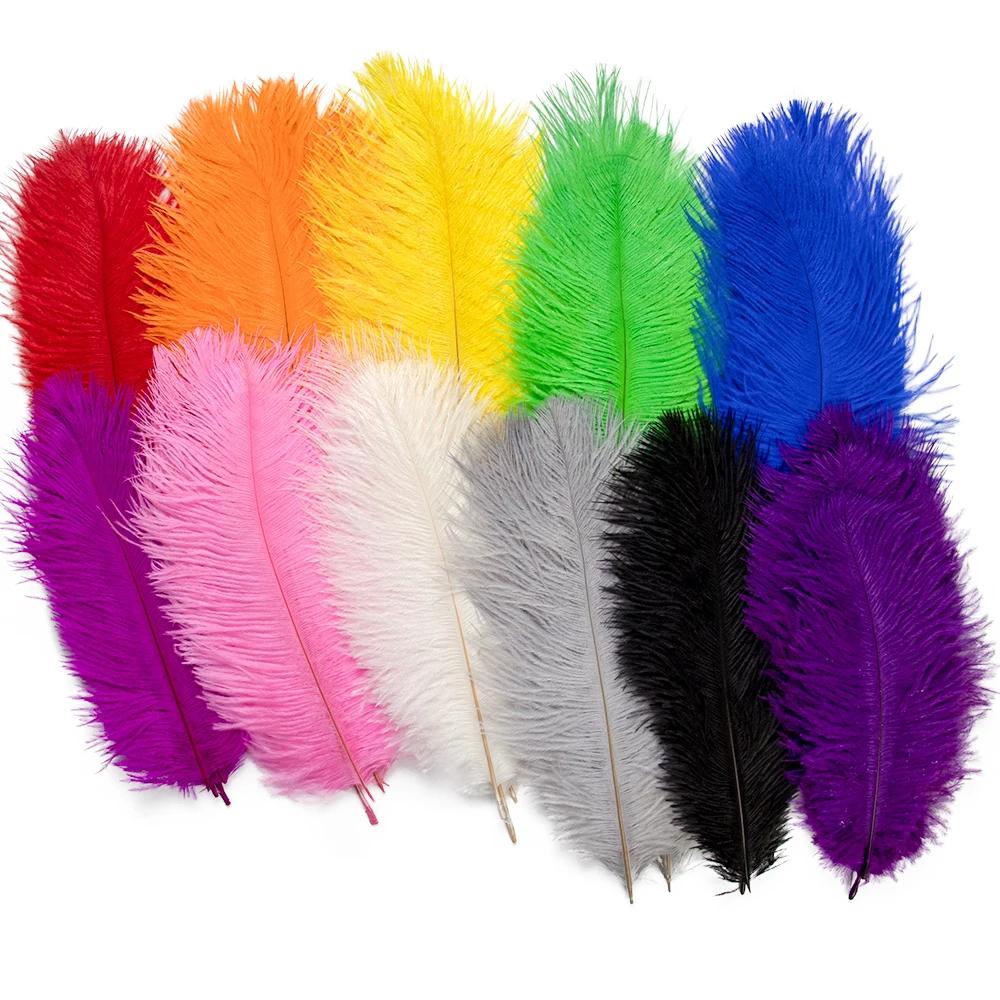 10 STÜCKE Natürliche Blaue Straußenfedern Bulk 15-60CM für Karneval Hochzeitsparty Restaurant Tafelaufsatz Dekoration Federn DIY Basteln