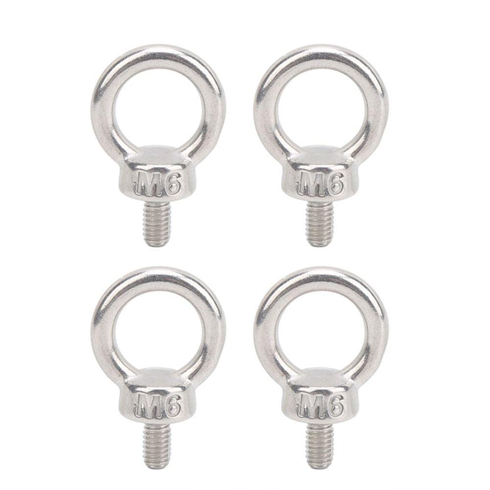 4pcs Durable Shoulder Eye Bolts M6 Metric Thread Threaded Eyebolts Heavy Duty Lifting