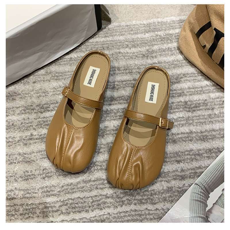 Baotou Half Slippers Women's Summer Wear 2025 New Flat Casual Pregnant Women Lazy Shoes Muller Shoes Half Drag Single Shoes