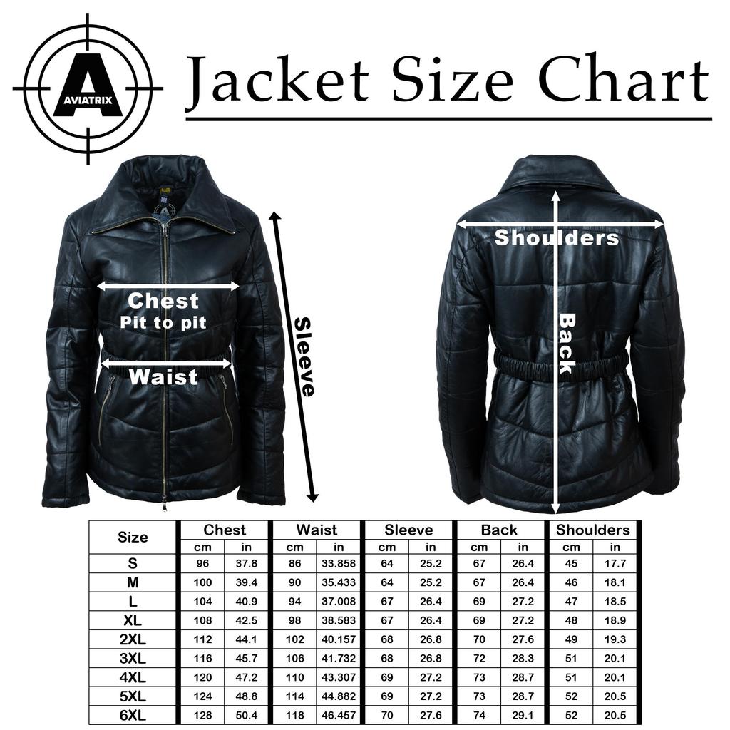 AVIATRIX Women's Real Leather Puffer Jacket (KDFX) - Black