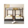 Triple Bunk Bed - MUVOE - Convertible 140x200 and 90x200 - Black - With Drawers - Metal