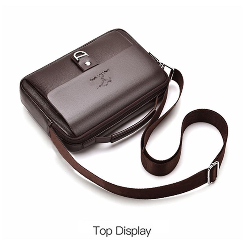 Breathable Shoulder Bag for Men, Waterproof PU Leather Briefcase, Multi-pocket Crossbody Purse for Office & Commute