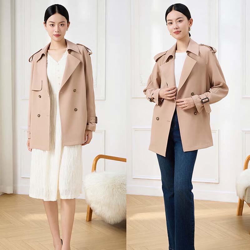 JESSIE Women's Double-Breasted Lapel Trench Coat