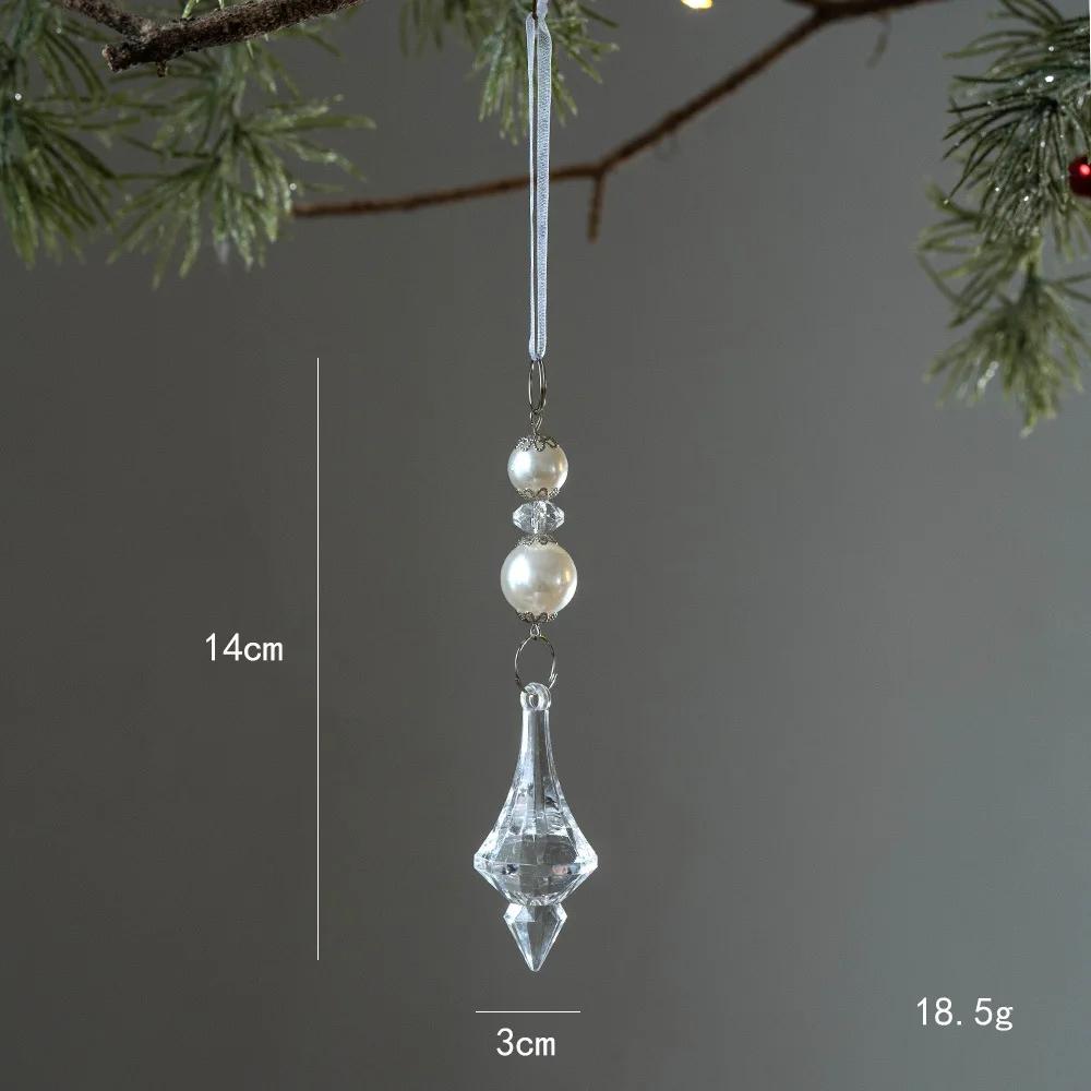 Christmas Transparent Snowflake Crystal Pendants Decorations Xmas Tree Hanging Ornament Christmas Home Decorations New Year Gift