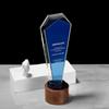 Customized Crystal Trophy, with Wooden Base, Creative Souvenir, Engraved, Award Honor Gifts, Commemorative, Home Decoration, 1Pc