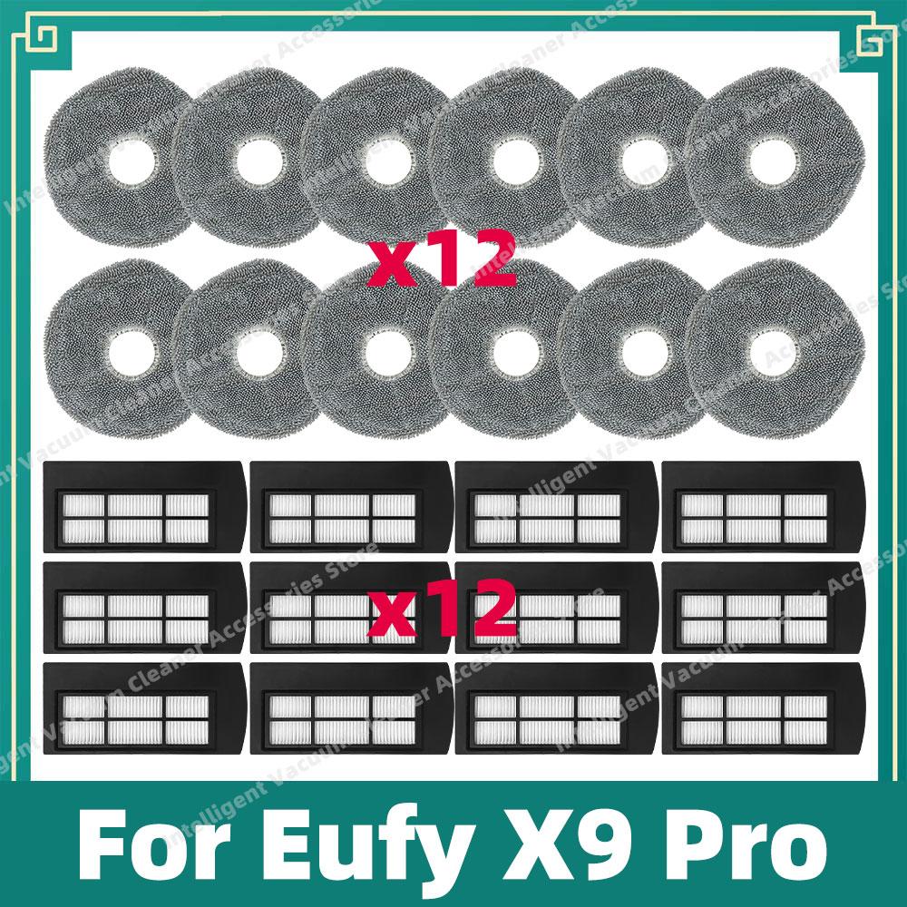 Compatible For Eufy X9 Pro Vacuum Cleaner Side Brush Hepa Filter Mop Cloth Rag Accessories Replacement Spare Parts