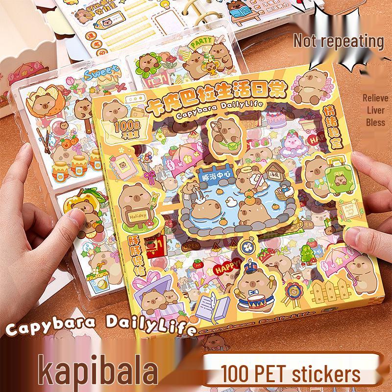 Kaba Bear Transparent Cartoon Stickers for Girl's Journal - 100 Sheets