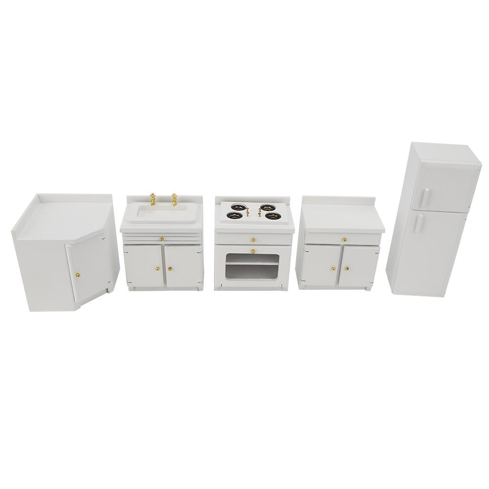 1 : 12 Mini Holz Puppenhaus Integrale Küchenmöbel Miniatur Handwerk Haus Spielzeug WeißMini
