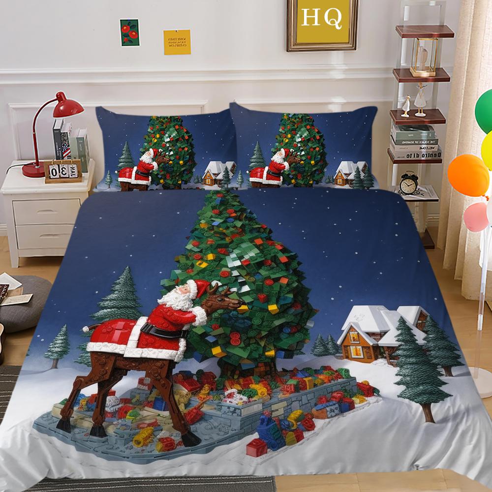 Kemila 3D Bedding Set Christmas Elk Pattern Duvet Cover Comforter Bed Linen Single Twin Full Queen Size Kids Girl Boys Gift Home Decor