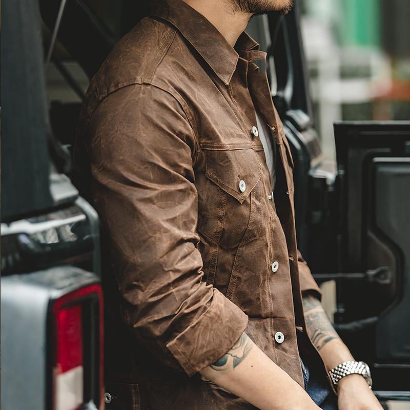 Workwear American Retro Heavyweight Canvas Oil Wax Jacket Hunting Oil Wax Jacket Men's Autumn Plus Size