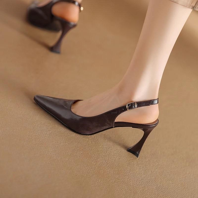 Fashion 2025 New Women's and  Single Shoes with Heels Expose Your Heels Pointed Tip High Heels Women   Black Red Shoes Women